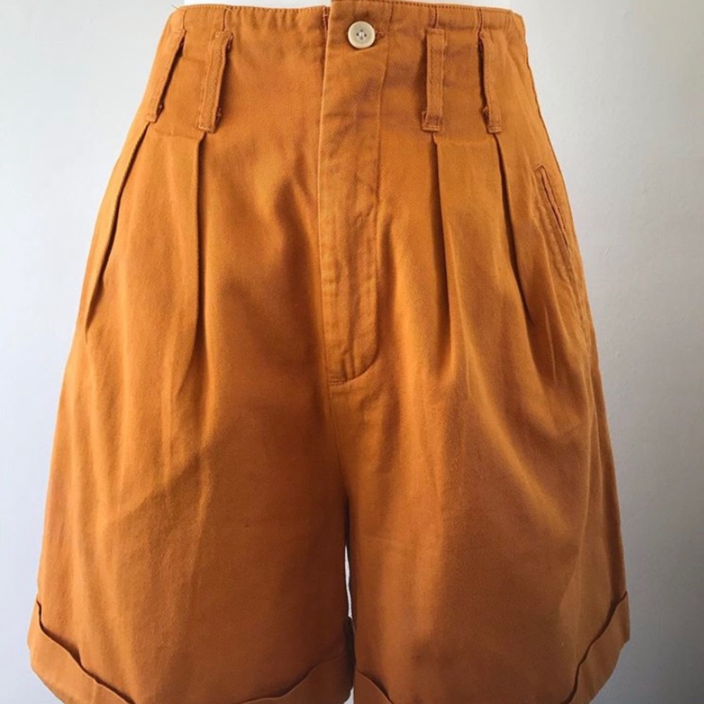 Vintage Pleated Yellow Shorts